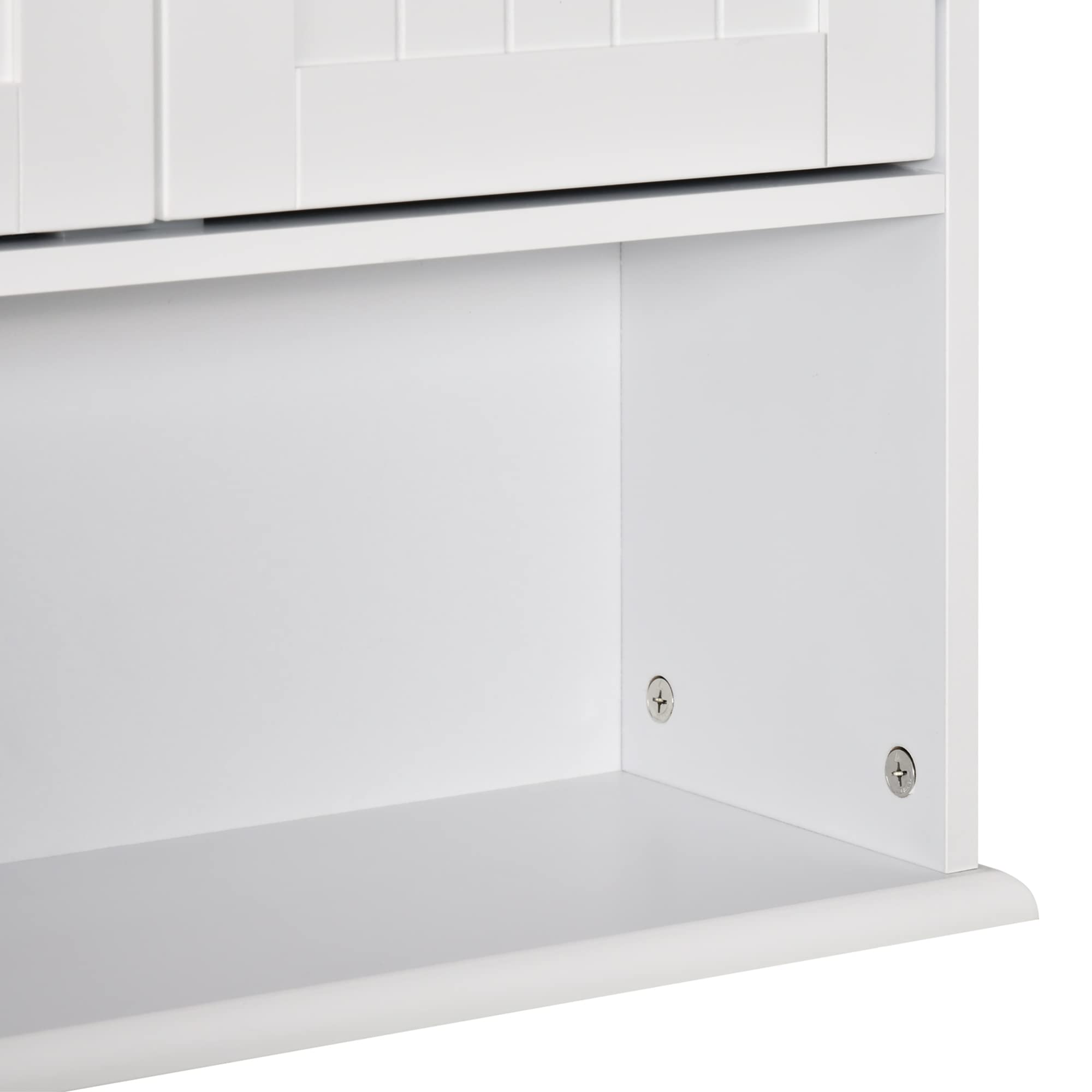 kleankin Mobile Bagno Sospeso con Armadietto a 2 Ante con Chiusura Magnetica e Ripiano Aperto, Pensile Bagno Sospeso con Ripiano Regolabile, per Cucina, Ingresso e Soggiorno, 60x20x70.5 cm, Bianco