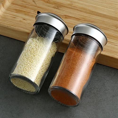 Gewürzgläser mit Etikett, Gewürzglas, Gewürzflasche, Gewürze, Pfeffer, Salzstreuer, drehbarer Deckel, Salz, Zucker, Gewürze, Aufbewahrungsbehälter, Küchenutensilien