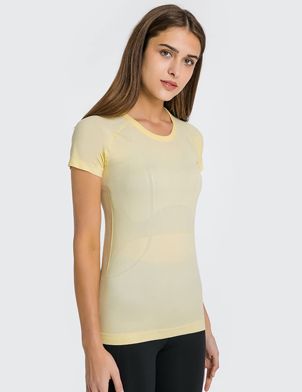 LUYAA Damskie topy treningowe z długim rękawem joga sport oddychająca siłownia sportowa top slim fit