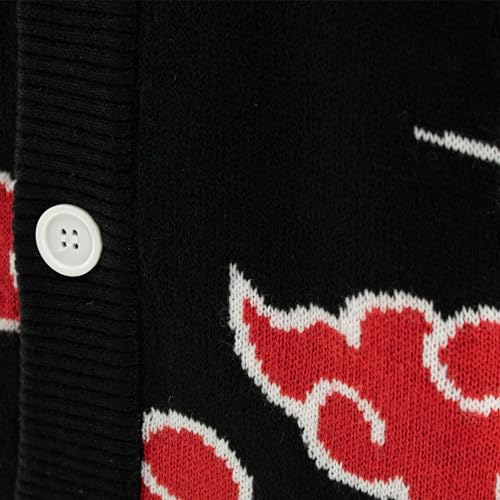 Ripple Junction Naruto Shippuden Men's Button Down Cardigan Akatsuki Anti-Village Symbols Anime Apparel Officially Licensed4