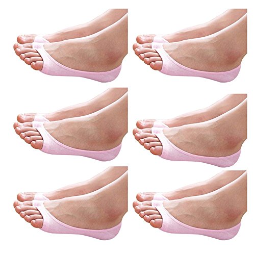 Image of seven wolves Womens Peep Toe Socks 6 Pairs, Toeless Cotton No Show Socks Non Slip Shoe Liner