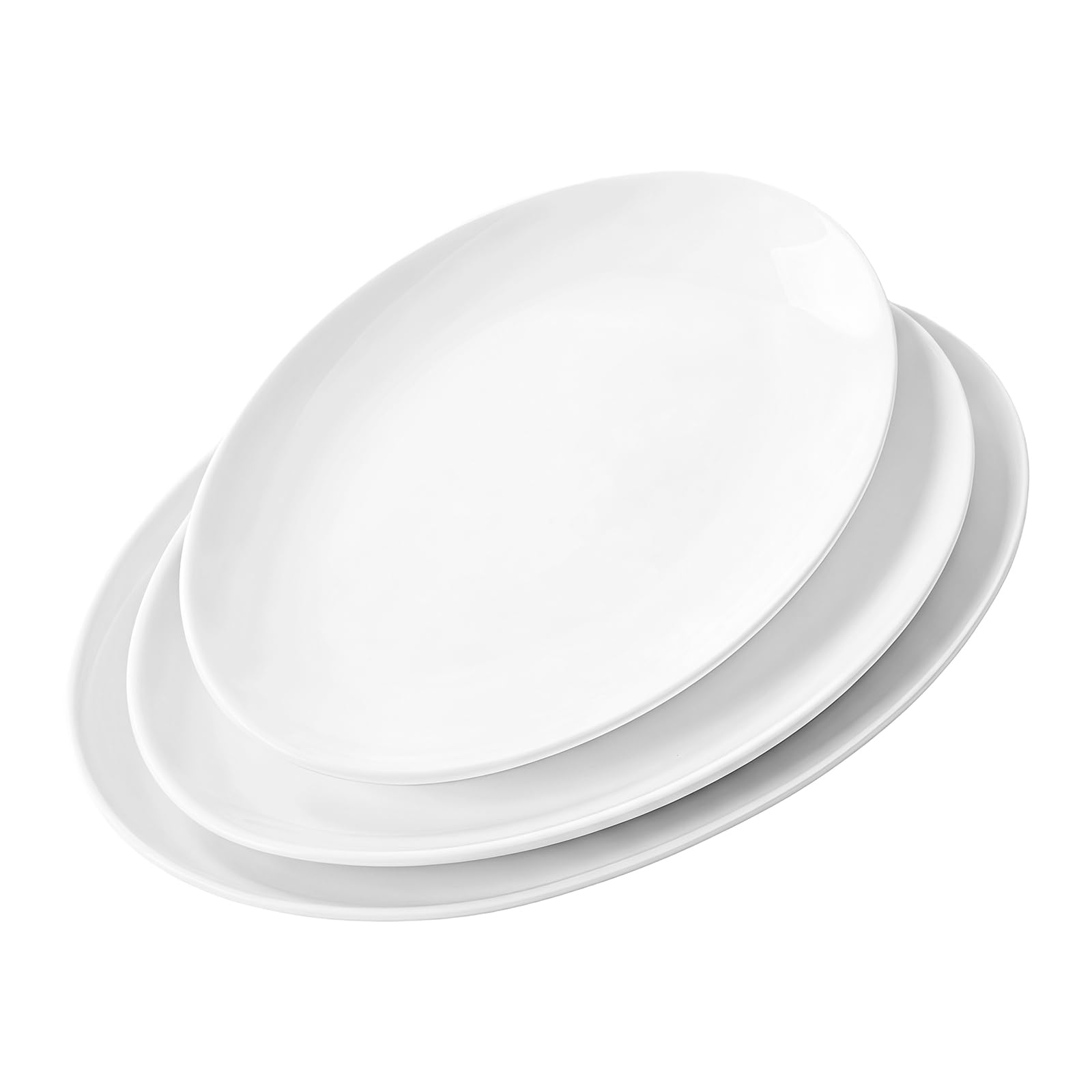 Serving Platters Set of 3 – 15.5/14/12 Inch Oval White Serving Platters, Large Porcelain Serving Platter Set for Party, Appetizers, Charcuterie, Sushi & Dessert, Microwave & Dishwasher Safe