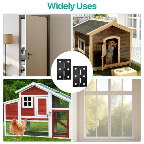 Black Butt Hinges 3 Inch for Furniture Door Window Case Lid and Wooden Box Chest, Pack of 12 - Image 2