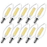 LangPlus+ E14 LED Light Bulb, Dimmable Candle Bulbs, 6W, 60W Equivalent Small Edison Screw SES E14 Bulb, Warm White 2700K, C35 LED Filament Bulb for Chandeliers, Ceiling Fan, 10 Pack