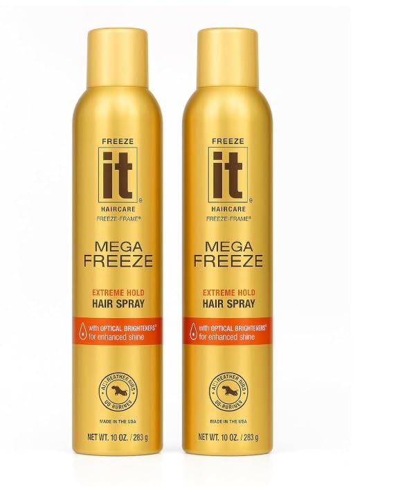 F.reeze It Mega Extreme Hold Hair Spray, Original 10 oz, Pack of 2 – It Hairspray for Women, Hair Spray Mega Extreme Hold, Hairspray for Long-Lasting Style