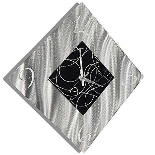 Statements2000 Silver & Black Metal Wall Clock - Contemporary Metal Wall Art Decorative Clock By Jon Allen - Allay Clock #TOP3