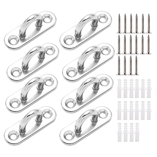 Lyaor 8 PCS M5 Plaque Oeillet en 304 Acier Inoxydable Crochet de Plafond Résistant Crochets de Fixation Muraux de Capacité 40kg pour Ventilateur Pot de Fleur Balançoires de Yoga Accessoires de Bateau Cover