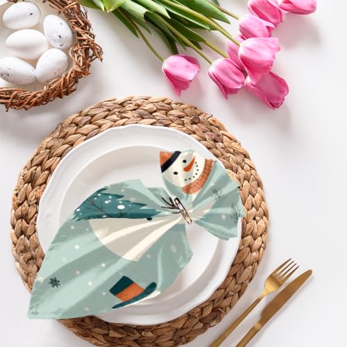 Servilletas de tela Snowman Christmas set x6 50.5x50.5 cm miniatura 4
