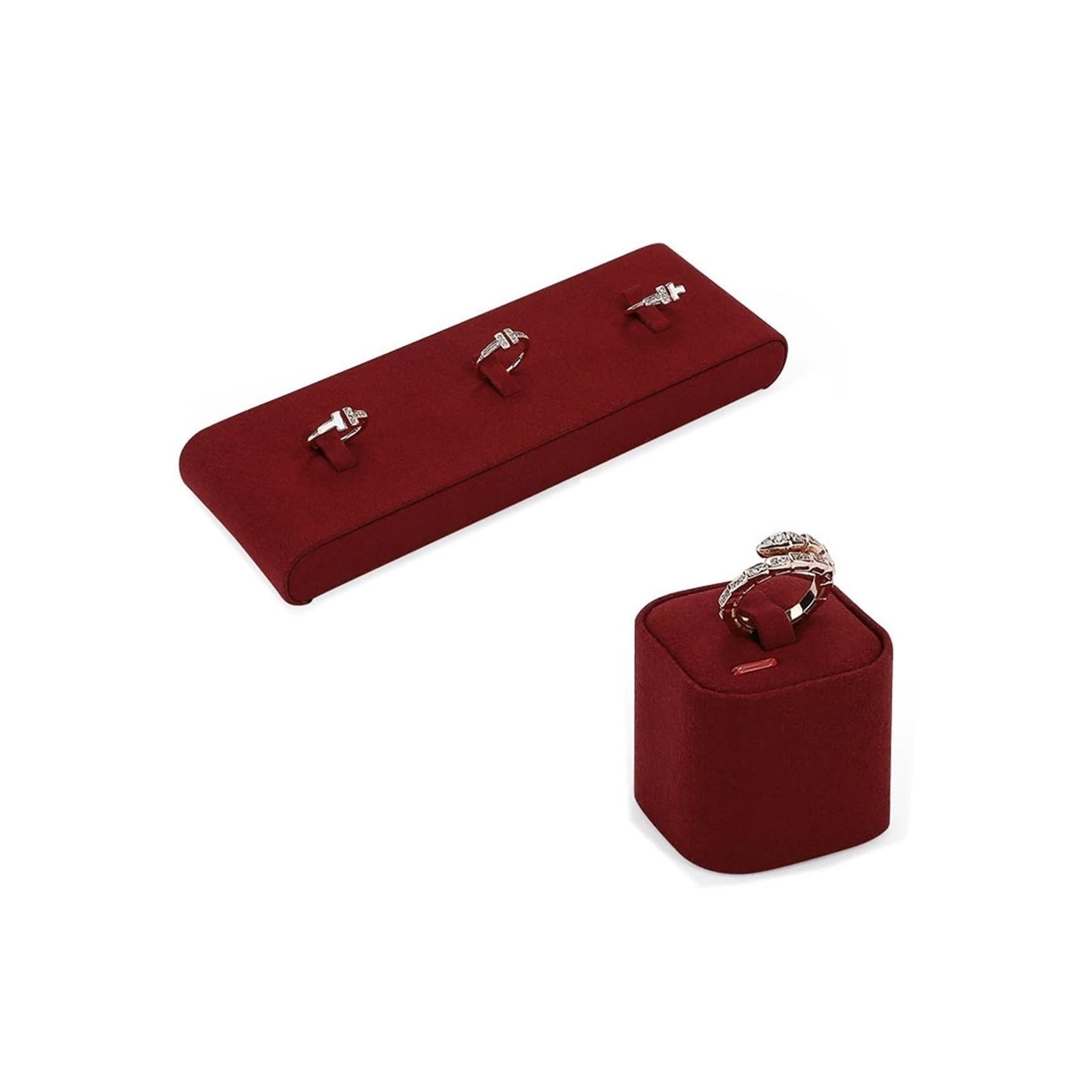 Organizer Schmuckständer-Set aus roter Mikrofaser for Halsketten