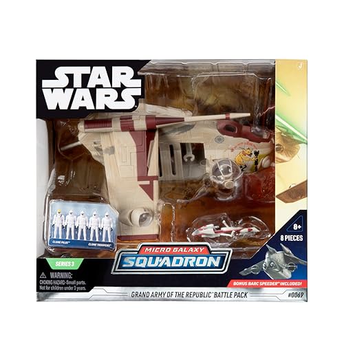 Star Wars Micro Galaxy Squadron - SWJ0100 - Grand Army of the Republic Battle Pack – 20cm großes Fahrzeug mit BARC Speeder und 5 Micro-Figuren als Zubehör