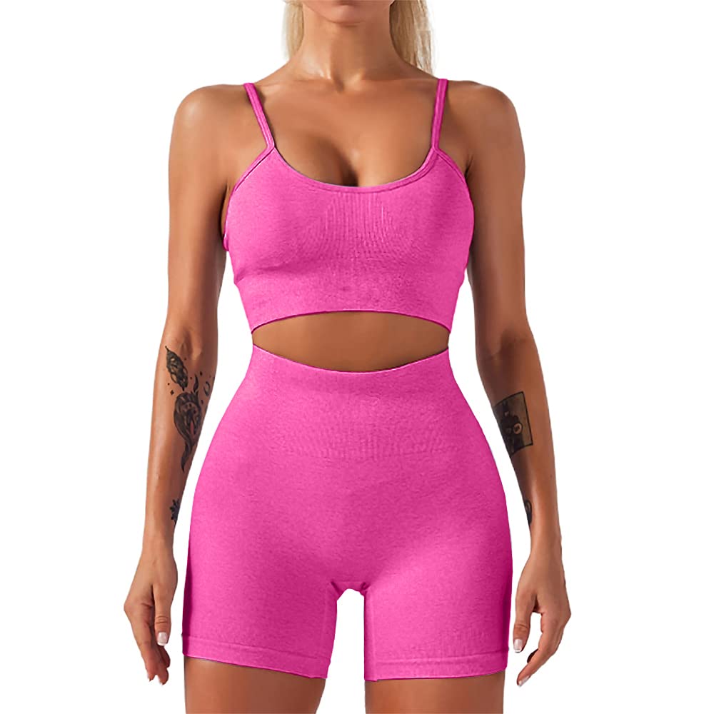 HANERDUN Conjunto Deportiva para Mujer 2 Piezas para Mujer Pantalones De Yoga Súper Elásticos Leggings de Cintura Alta con Sujetador Deportivo
