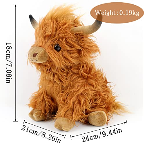 Hochlandkuh Plüschtier, Hochlandkuh Weichpuppen Hochlandkuh Kuscheltiere, Realistische Schottische Hochlandrinder Plüschtiere Kinder Figur Spielzeug Rind Kuschel Langhaar Stier Plüschtier für Kind