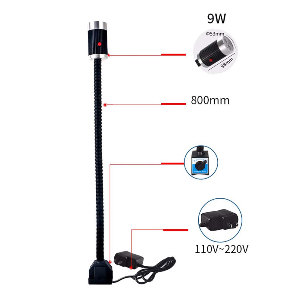 Lampe de Travail de Tour à Led à Base Magnétique Puissante - Lampe de Machine-outil - Lampe de Tour CNC - Lampe de Table Industrielle 9W AC 100-240V
