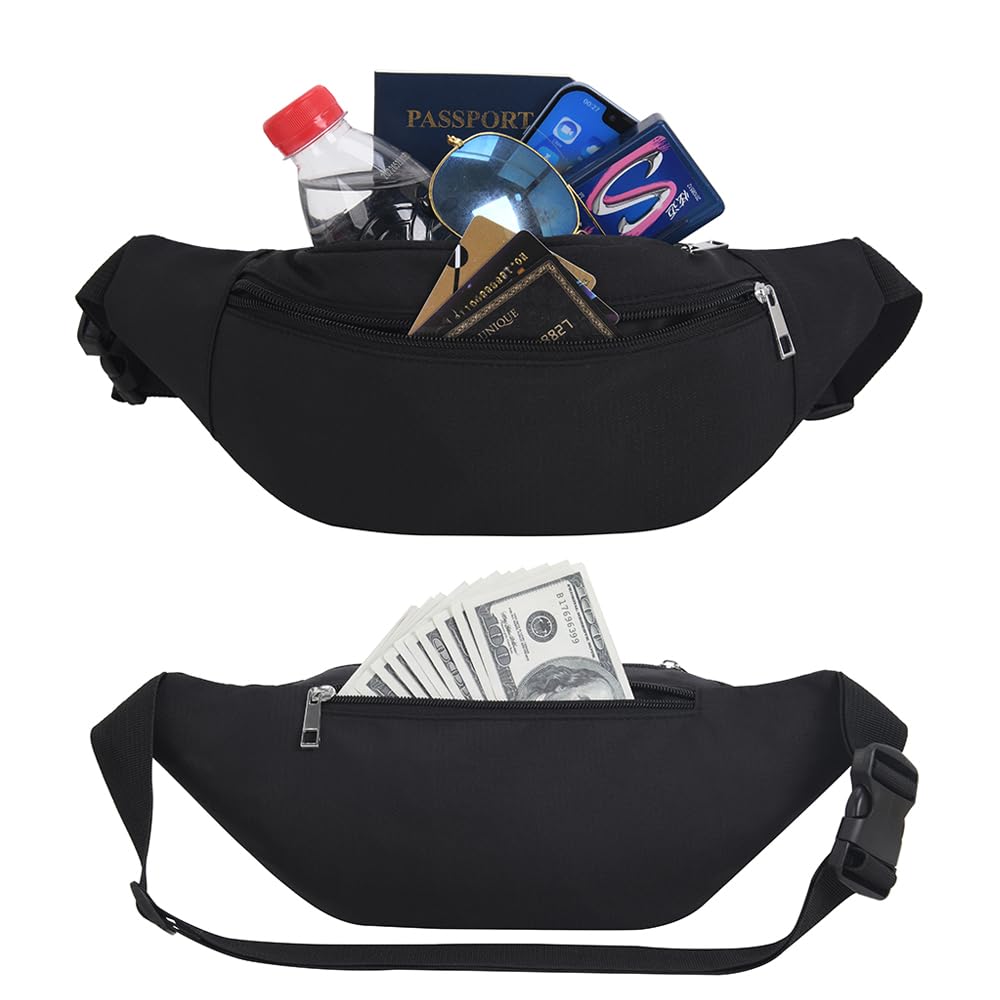 Waterproof Bumbags Waist Fanny Pack for Men Women Ladies Fashion Bum Bag with Adjustable Belt for Sport Running Hiking Jogging Girls Women Men (Black) - Image 3