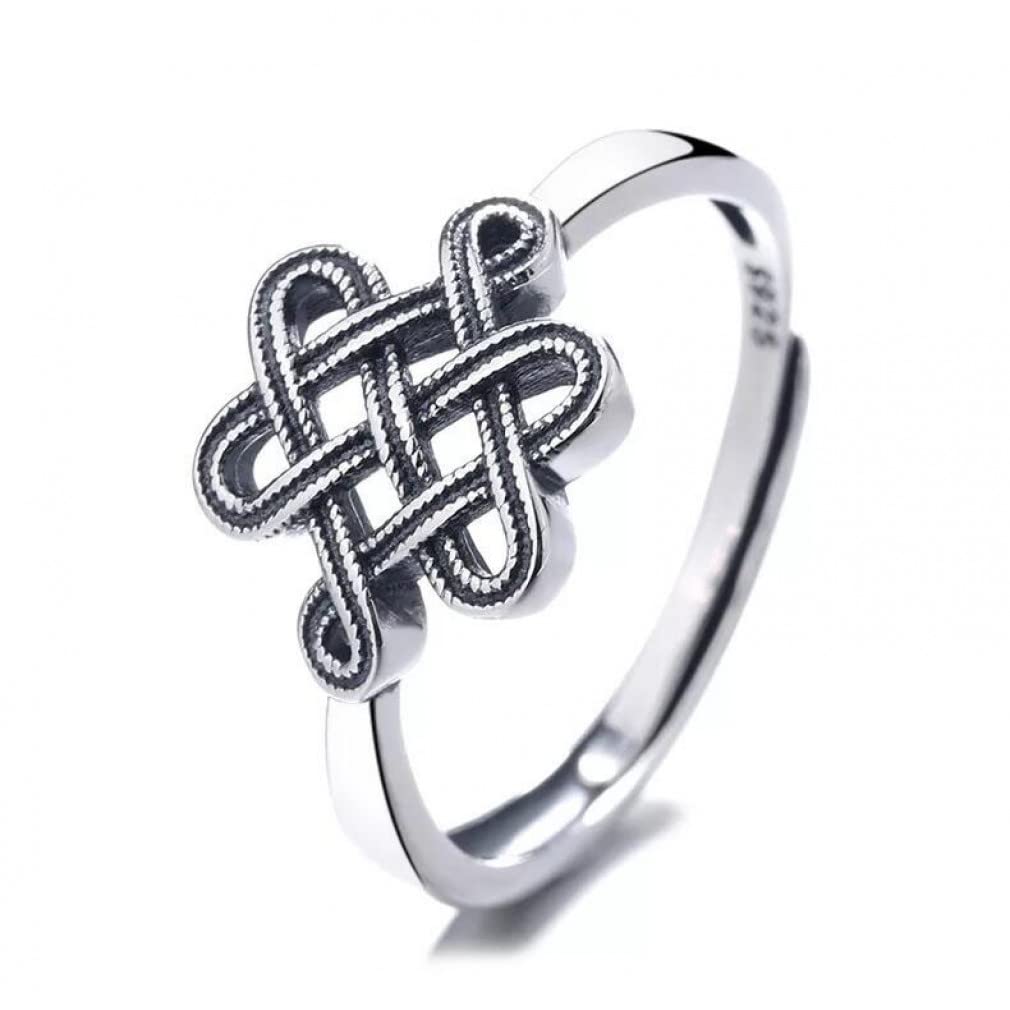 Verheißungsvoller Knotenring aus 925er Silber im ethnischen Stil, verstellbarer Finger