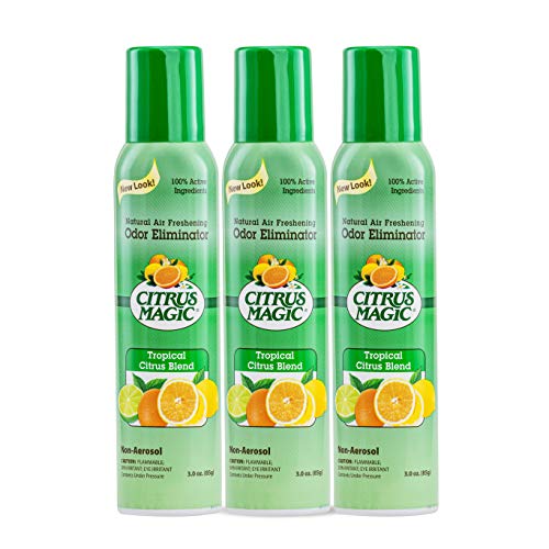 Citrus Magic Natural Odor Eliminating Air Freshener Spray Tropical Citrus Blend, Pack of