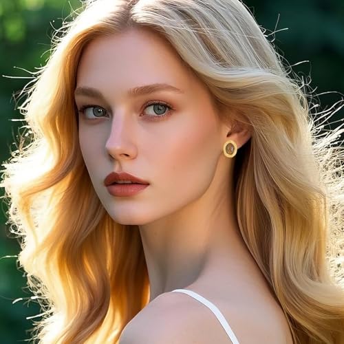 Chunky Gold Stud Earrings for Women Trendy Vintage Brown Geometric Statement Earrings Jewelry4