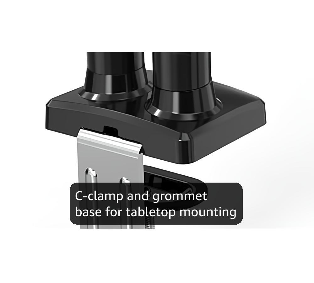 BONTEC Monitor Arm Desk Mount, Gas Spring Monitor Stand, Adjustable Full Motion VESA with C Clamp & Grommet Base, Supports 6.6-19.8lbs LCD/LED Tilt, Swivel, Rotation (Dual Arms, 13-32 Inch)