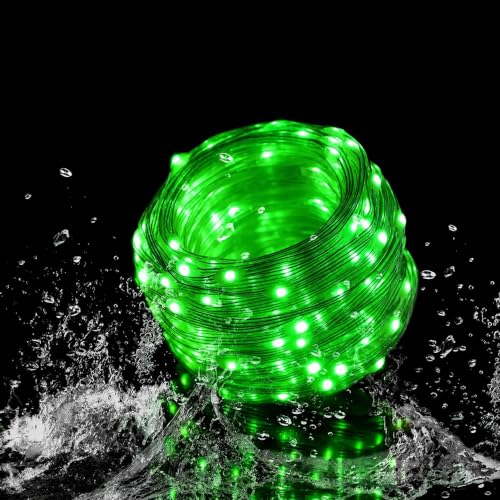 Image of fizzytech Rice Fairy String Lights, 10 Meter Copper Wire Point Control Lights with 8 Flash Modes for Diwali, Christmas, Wedding, Window, Garden & Home Decoration - Green, 100 LED
