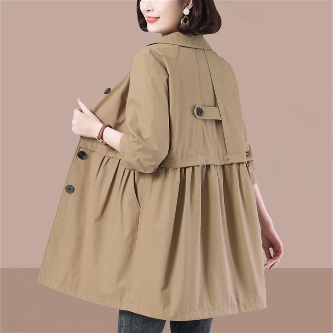 Donna Primavera E Autunno Trench di Media Lunghezza Giacche monopetto Giacche Splicing Sciolto Slim Coat