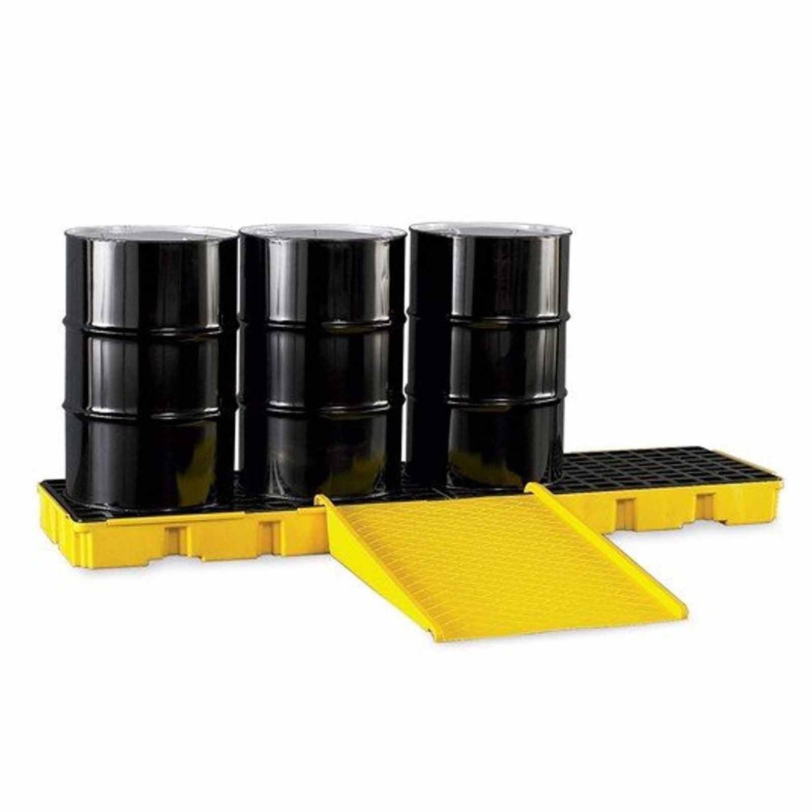 Bandeja de contención de derrames, palé Industrial de plástico de Alta Resistencia, Capacidad de 3628 kg (8000 LB), Plataforma para derrames de Tanques de petróleo, Color Amarillo, 130 cm x