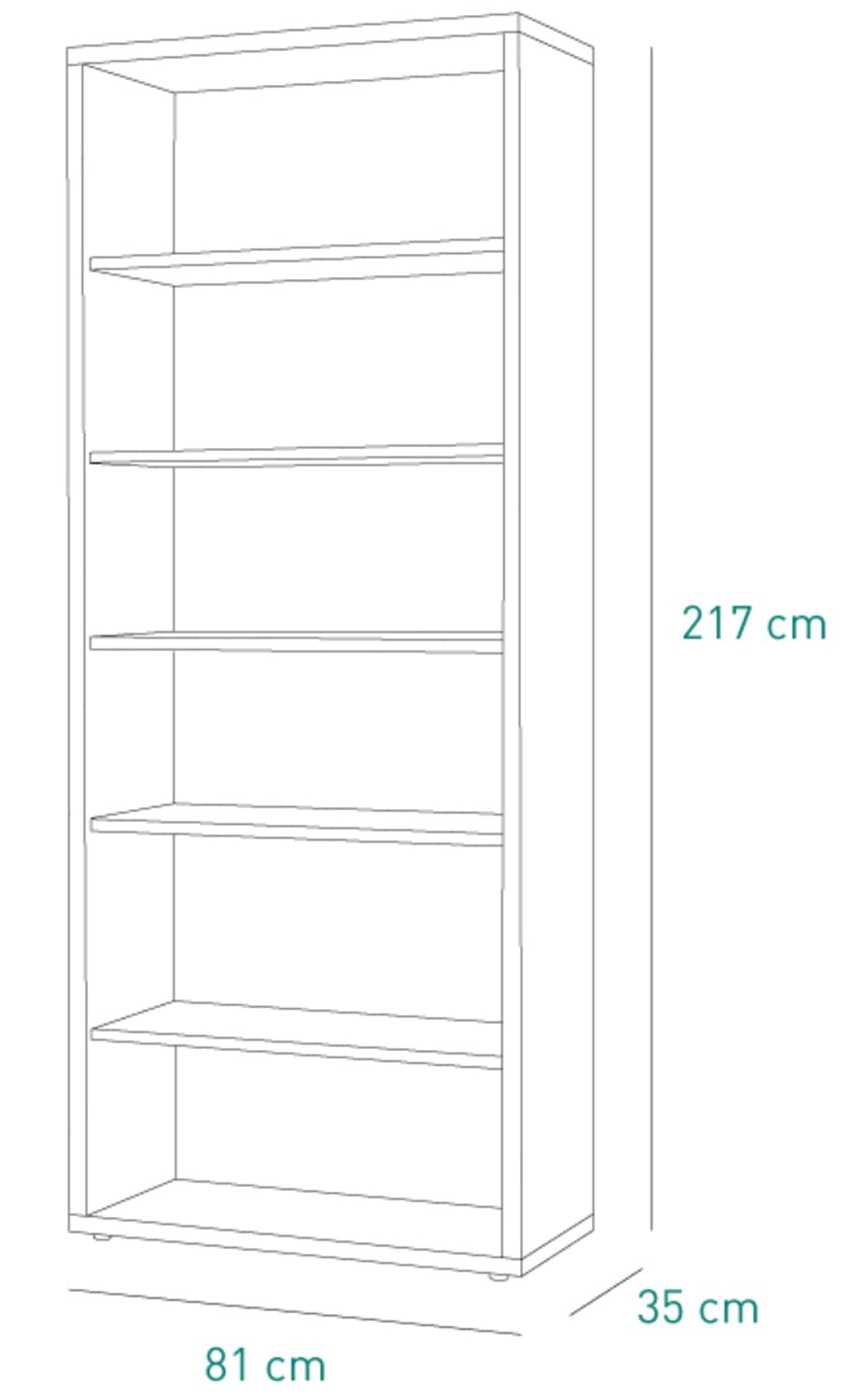 Composad | Libreria Alta della Linea DISEGNO Con 5 Ripiani Regolabili, Libreria Scaffale Moderna, (LxAxP) 81,60x217,5x35,70 cm, Grigio Cemento, Soggiorno, Studio, Ufficio, Made in Italy