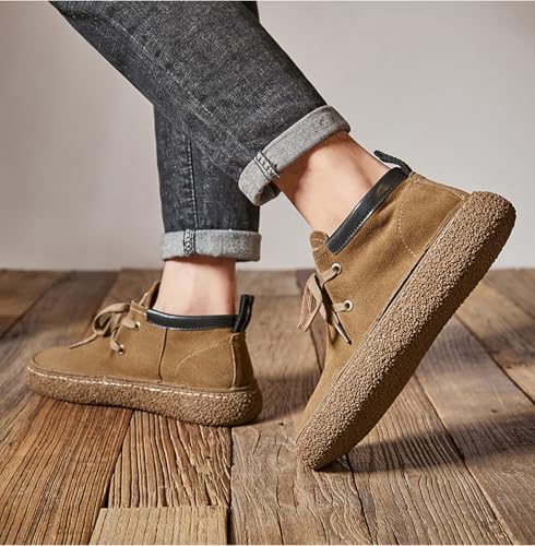 Men's Vintage Brushed Suede Leather Mid Top Ankle Boots Fashion Slip Resistant Lace Up Casual Loafers For Casual And Hiking3