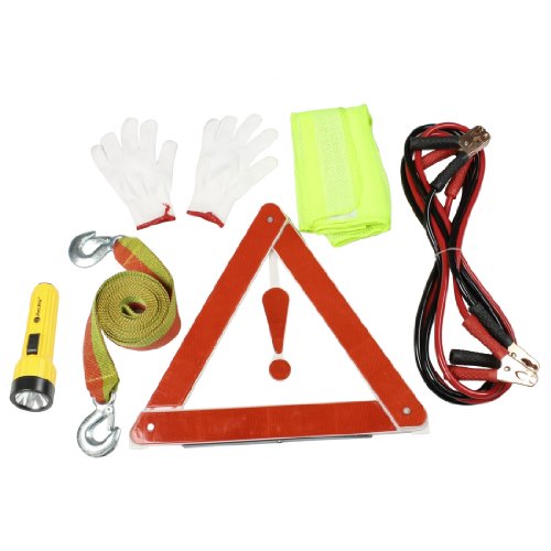 Kit de emergencia para auto con cables y chaleco reflectivo miniatura 1