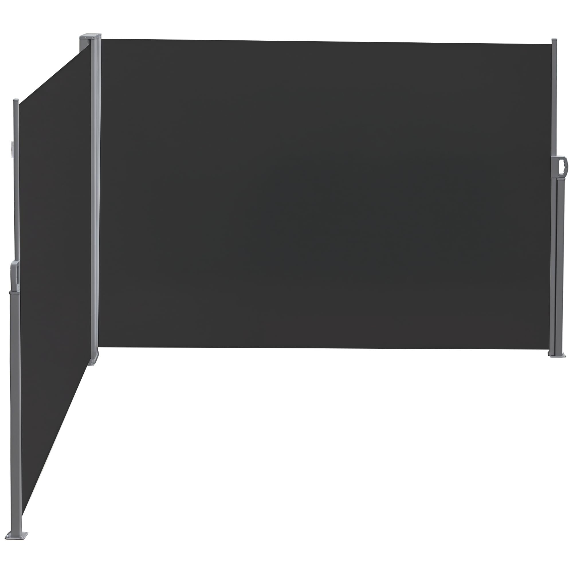 Outsunny Double Store Latéral Brise-Vue paravent 6L x 1,80H m Gris et Noir | Rétractable, Polyester Anti-UV, Haute Densité 180 g/m²