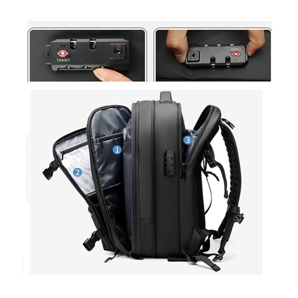 Vacpack - Sac à dos de compression extensible de grande capacité - 60 l - Multifonction - Pour homme - Étanche - Antivol