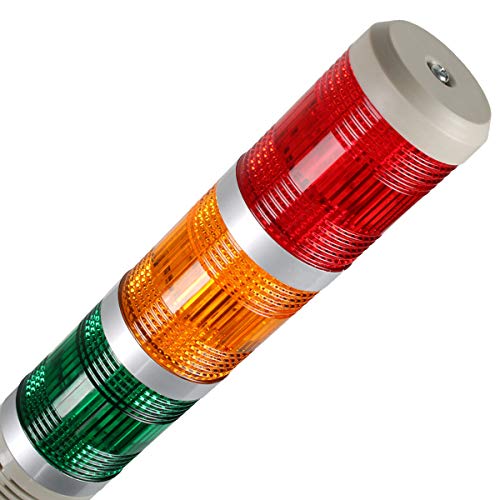 Luban Industrial Signal Light Tower, Column Led Alarm Tower Lamp Light Flash Indicator, 3-Layer Stack Led Warning Light With Buzzer For Safety (110V/Steady On Light) #TOP2