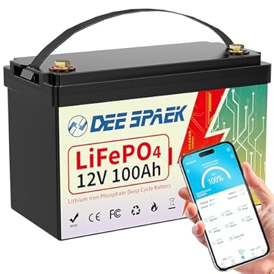 12V 100Ah Lithium Battery, 12v LiFePO4 Batteries with Smart 100A BMS, Up to 15000 Deep Cycle Rechargeable Battery, Max 1280Wh for Solar, RV, Trolling Motor, Marine, Boat