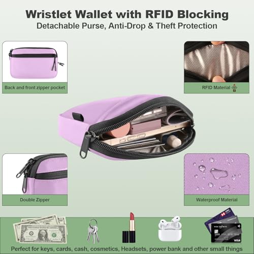 Image of YFWE Clip and Go Strap for Phone with Wallet Crossbody, Adjustable Phone Lanyard with Detachable RFID Wristlet Wallet & Ultra-Thin 360 Rotatable Metal Tabs for All Smartphones (Purple)