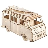 Rayher Maqueta de madera 3D, autocaravana camper furgoneta, 30x13x17 cm, personalizable, 62879505