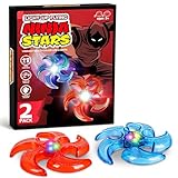 ArtCreativity Light Up Ninja Flyers Set (Pack of 2) | Ninja Star Flying Disc | Includes Batteries | One Red and One Blue | Fun Rubbery Summer Toy | Great Gift for Kids from Moms