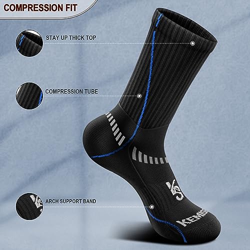 Image of BULLIANT Men 6-Pack Athletic Compression Crew Socks for Running Gym Sports