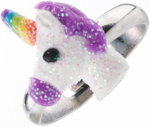Miniatura 4 de Juego de anillos ajustables para niñas pequeñas, colorido y bonito unicornio, anillos de mariposa para niños, juego de joyas para niños