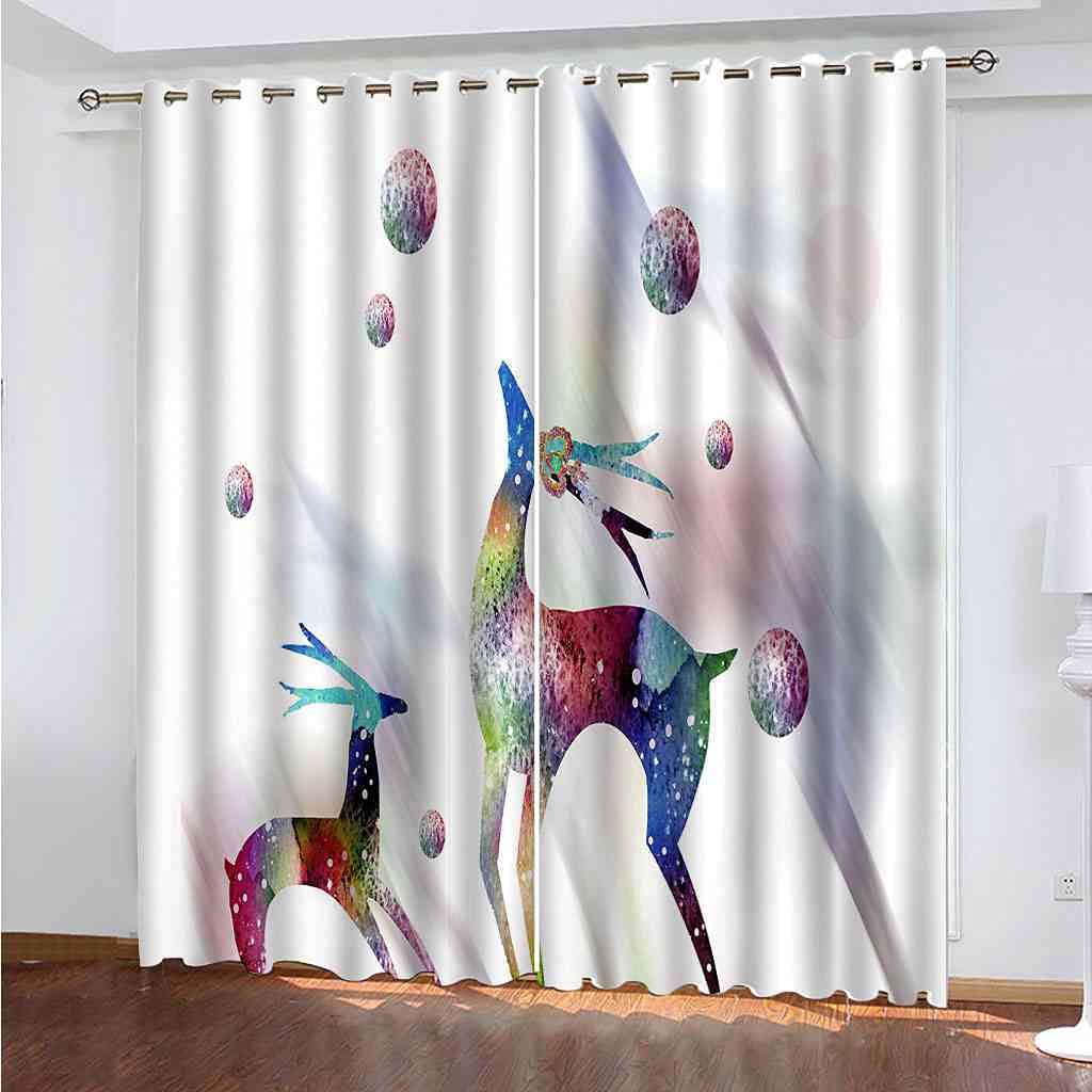 Rideaux isolants thermiques et phoniques à oeillets avec impression animal 3D