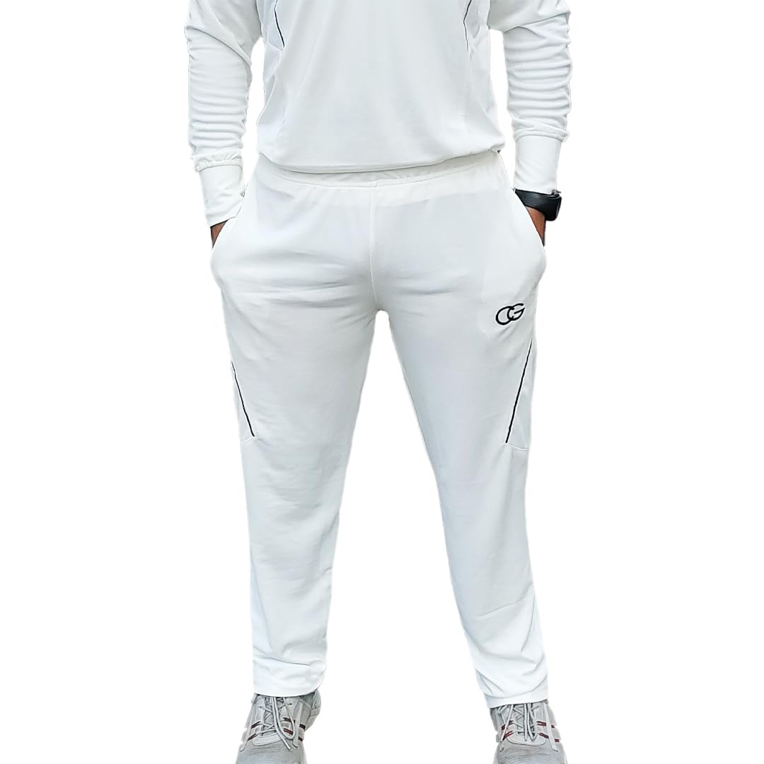 Regular Fit Cricket Track Pants for Men (White) (S)-image-48