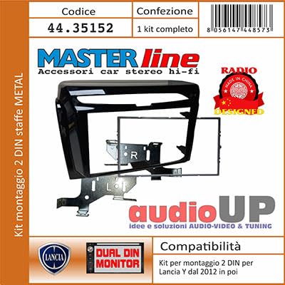 MASCHERINA RADIO 2 DIN CON STAFFE PER RADIO EURO 6,2 E CHINA 7" LANCIA Y DA 2012. NERO LUCIDO.