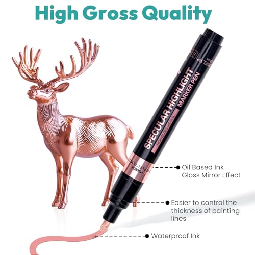 Image of Resiners Metallic Markers, Chrome Paint Marker for Metal Model, Glass Coloring, Stroke, Painting, DIY Craft, Reflective Gloss, 2-5 mm Larger Application Area, Epoxy Resin Tools (4 Colors)