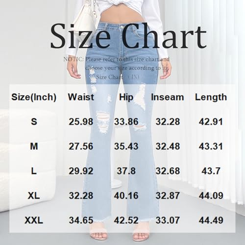 Flare Jeans for Women Ripped Elastic High Waisted Jeans Slim Fit Butt Lifting Bell Bottom Denim Jean with Pockets Distressed Colombian Skinny Bootcut Jean Denim Sexy Low Rise Crossover Pants4