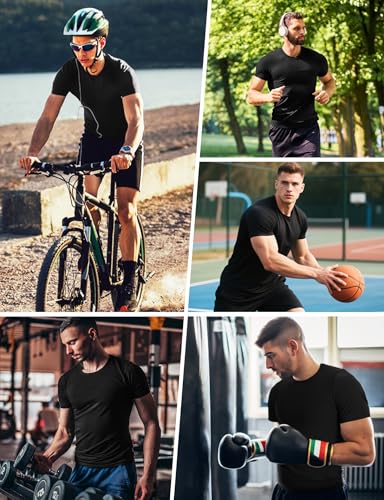 Kiiwah Camiseta Sauna Hombre Sudoración, Chaleco Neopreno Quema Grasa Adelgazar Deporte T-Shirt Suit Mangas Cortas para Gym Running Fitness Ciclismo, Negro
