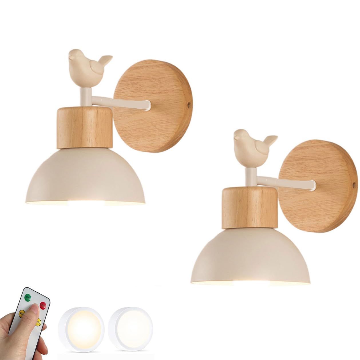 SXSCARKX 2 Set Cordless Lamp Rechargeable Home Decoration USB Wall Sconce Lights Battery Powered Operated Wireless With Remote Wood Industrial Farmhouse Lighting For Bedroom Bedside