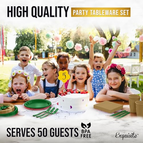 Image of Exquisite 350 Pcs St. Patricks Plastic Plates For Party St. Patricks Disposable Plates Set, 50 Of Each 9 inch Dinner Plate Set, 7 inch Dessert Plate, Cups, Napkins & Cutlery Plastic Dinnerware