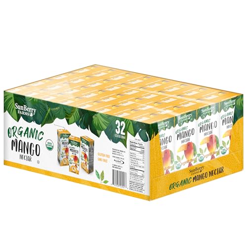 Sunberry Farms Organic Mango Nectar Juice Boxes 32 Pack (6.75 fl ...