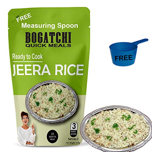 Image of BOGATCHI Quick Meals - Ready to Cook Authentic JEERA Rice - 200 g, Ready to Eat Meal, Delicious and Tasty Instant Meal, 100% Natural Ingredients, No Preservatives, No Artificial Flavours & Colours