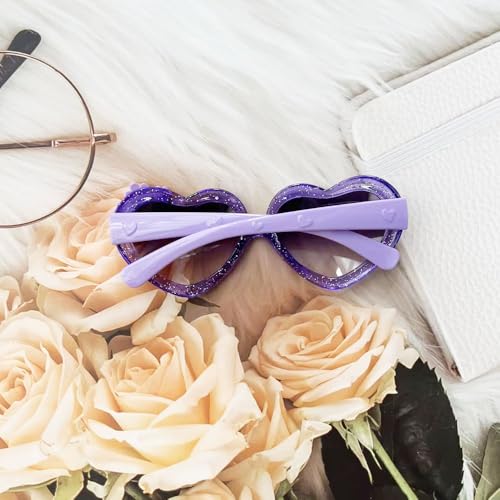 Image of Ridering 3Pcs Toddle Kids Heart sunglasses,Girl Cute Flower Sunglasses UV400 Protection Fit For Toddler Age 2-4 Sunglasses