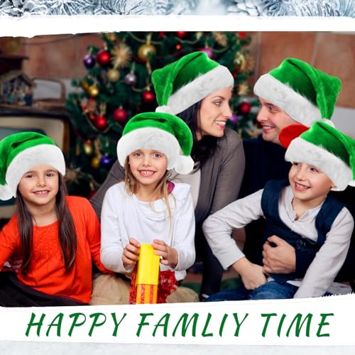 Image of Vicenpal 20 Pcs Santa Hats Bulk Plush Christmas Hats for Adults Women Men Holiday Party Costume(Green)