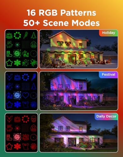 Image of Govee Outdoor Projector Light, Upgraded Aurora Star Projector with 16 RGB Patterns for Patio, 50+ Scene Modes for Indoor & Outdoor Holiday Decor, Works with Alexa, Google, Matter, IP65 Waterproof